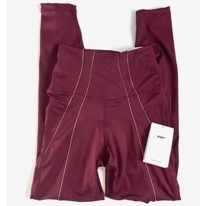 NIKE Womens XS Yoga 7/8 Tights Beetroot Maroon Burgundy Metallic‎ Rose Gold